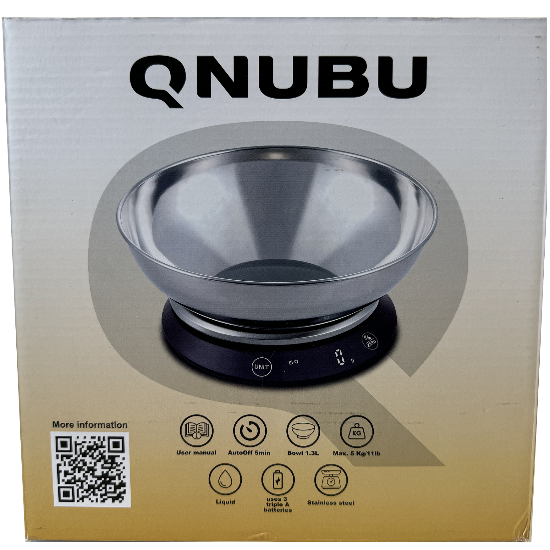 Digital Scale with Bowl - Qnubu - Equal Bowl  - (1g to 5000g - 0ml to 5000ml)